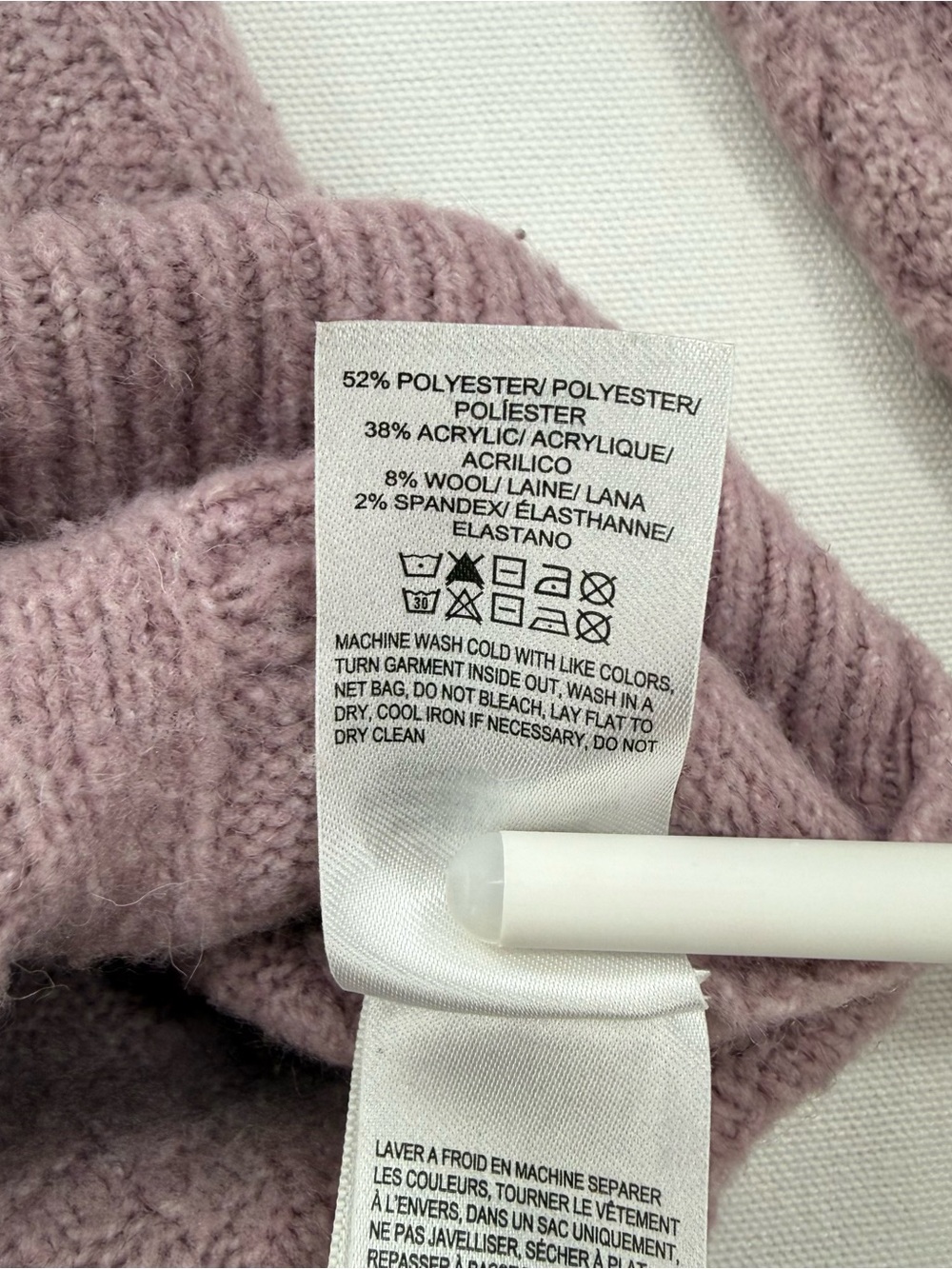 Lucky Brand Dusty Lilac Cable Knit Cardigan Sweater Medium Distressed Hem - Picture 15 of 15